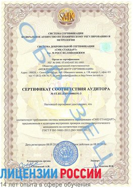 Образец сертификата соответствия аудитора №ST.RU.EXP.00006191-3 Железноводск Сертификат ISO 50001